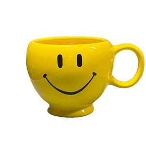 Pre-owned Vintage Yellow Smiley Mug Teleflora Coffee Tea Hot Chocolate Cup